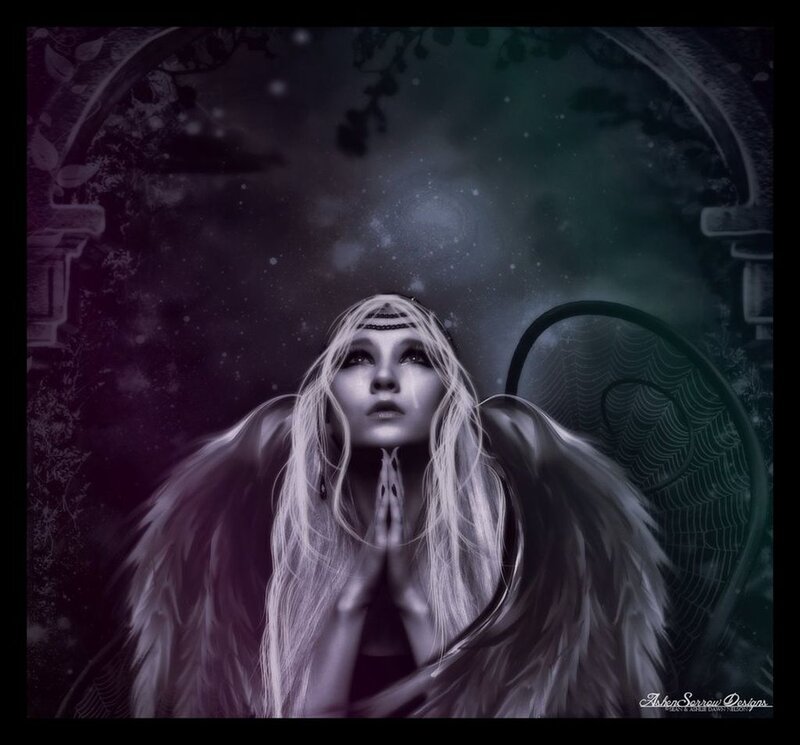 Angel with White Wings — Purple, Dramatic, Night
