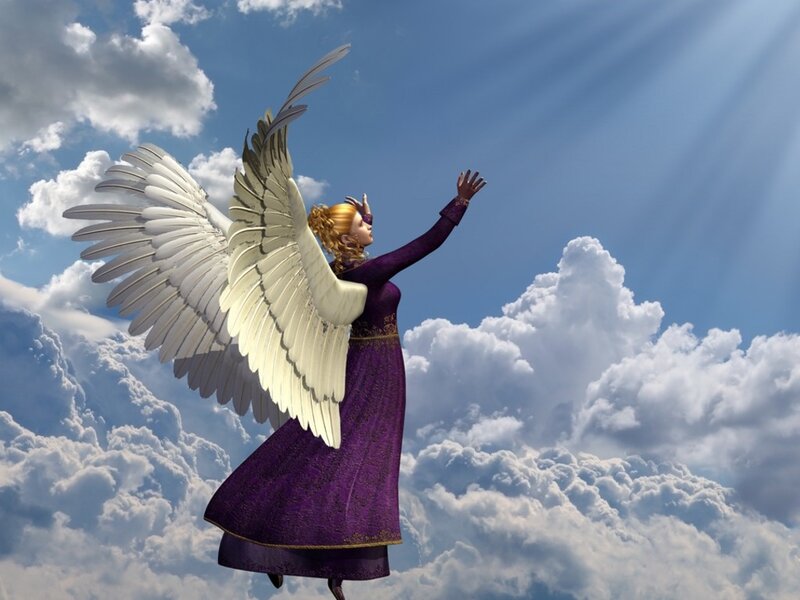 Angel with White Wings — Purple, Serene, Afternoon