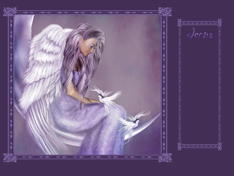 Angel with White Wings — Purple, Serene, Night