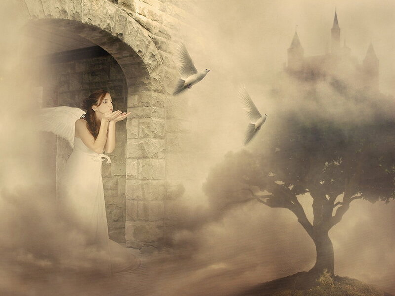 Angel with White Wings — Sepia