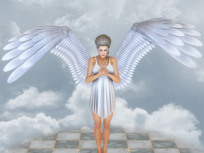 Angel with White Wings — Serene, 3d Render