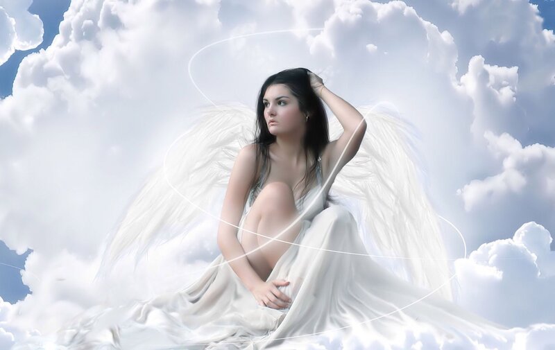 Angel with White Wings — Serene, Clouds