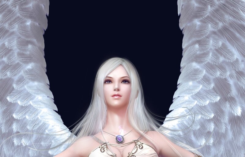 Angel with White Wings — Serene, Digital Art, Necklace