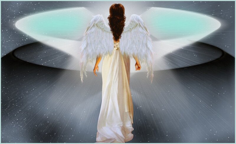 Angel with White Wings — Serene, Night, Digital Art, Dress, Stars