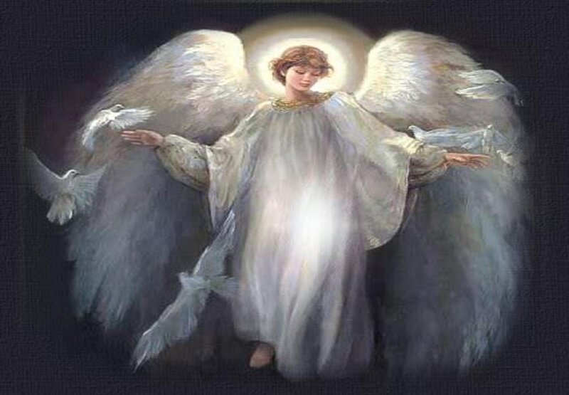 Angel with White Wings — Serene, Painting