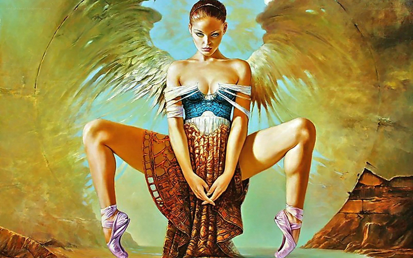 Angel with wings and ballet shoes
