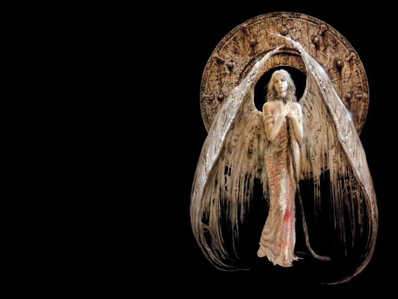 angel with wings and blood