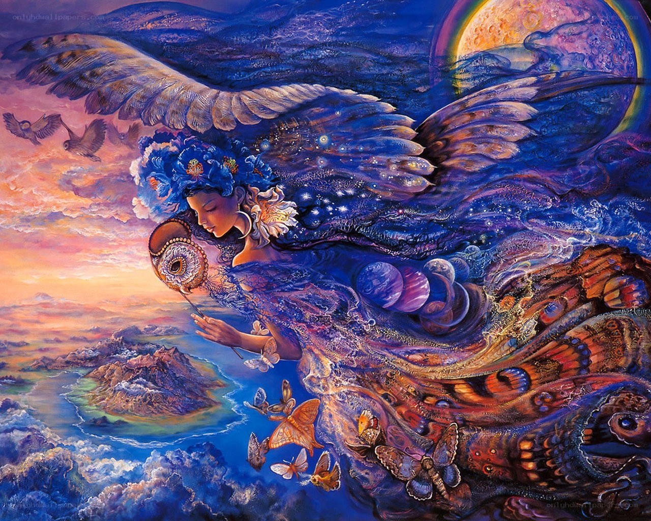 Angel with wings and butterflies