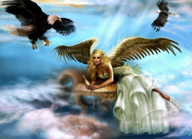 Angel with Wings and Eagles