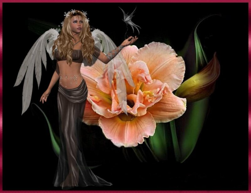 Angel with Wings and Flower
