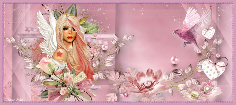 Angel with Wings and Flowers — Pink