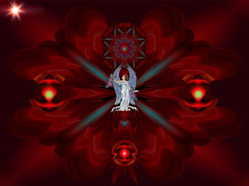 Angel with Wings and Flowers — Red