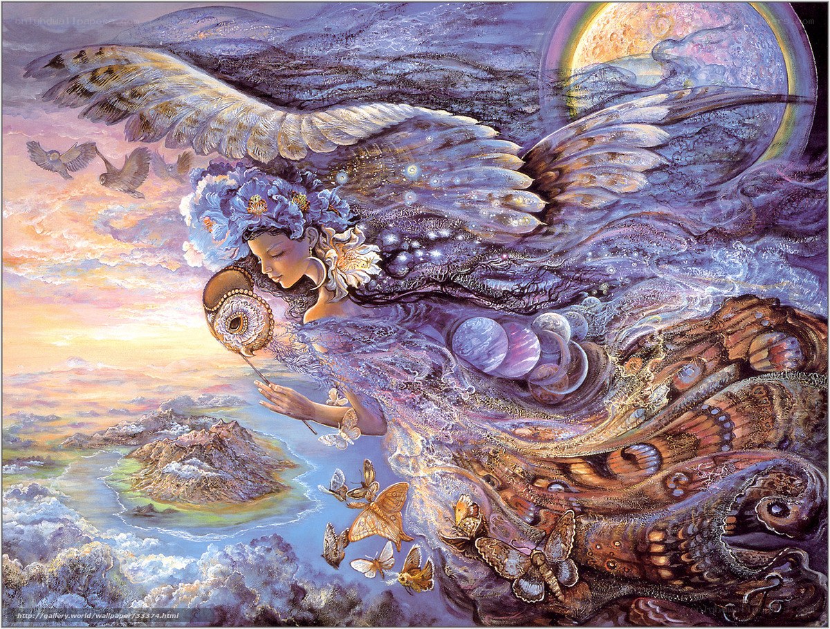 Angel with wings and flowers
