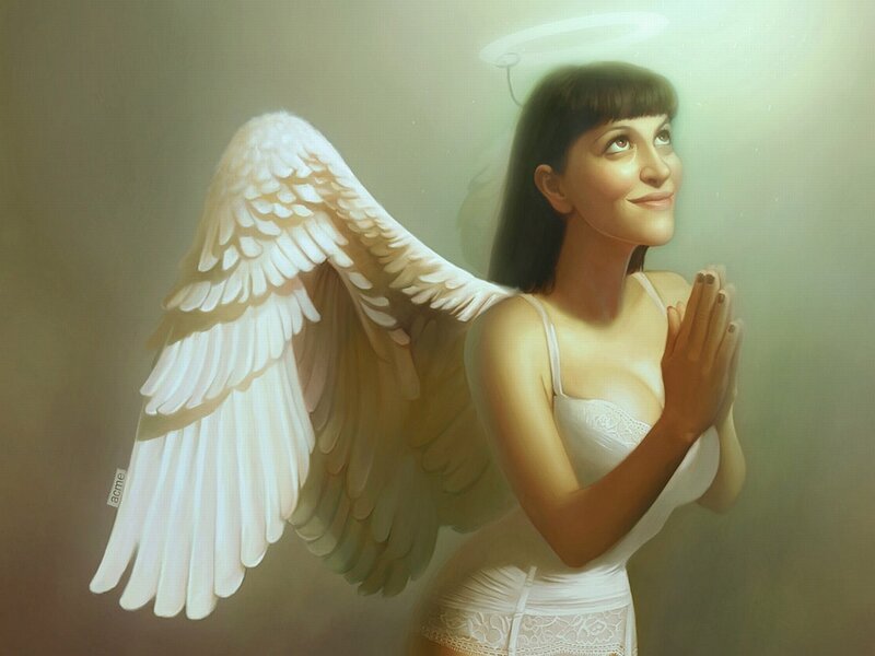 angel with wings and halo