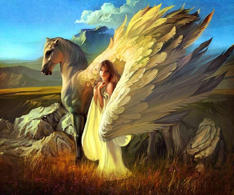 Angel with Wings and Horse