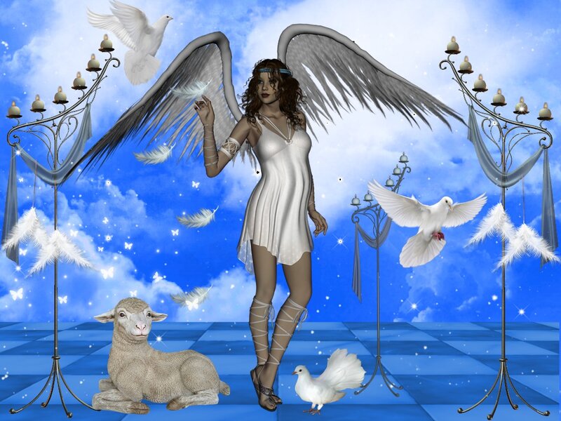Angel with Wings and Lamb