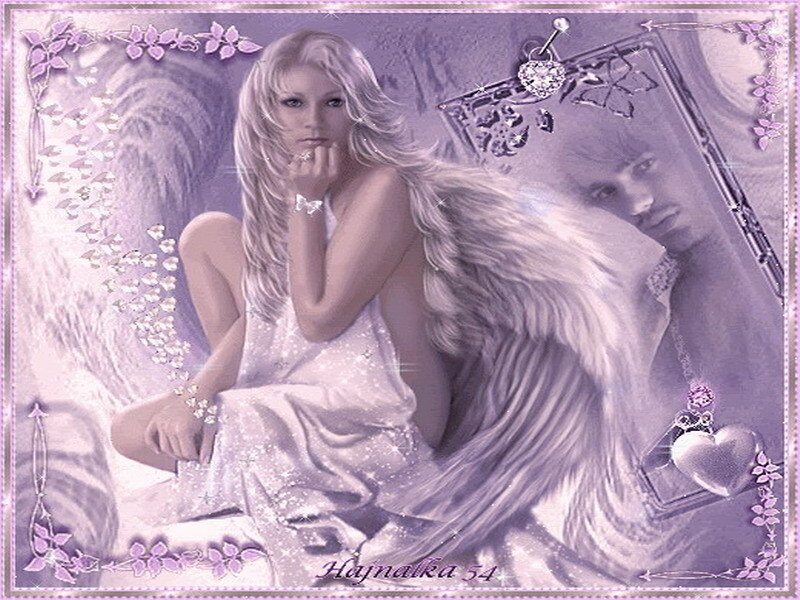angel with wings and mirror