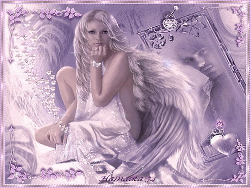 angel with wings and mirror