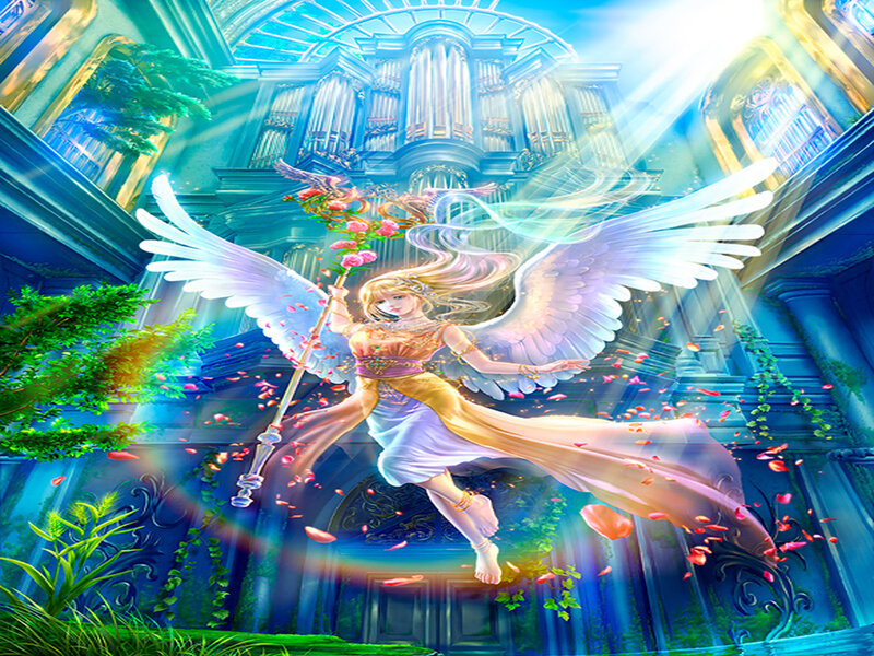 Angel with Wings and Staff — Blue
