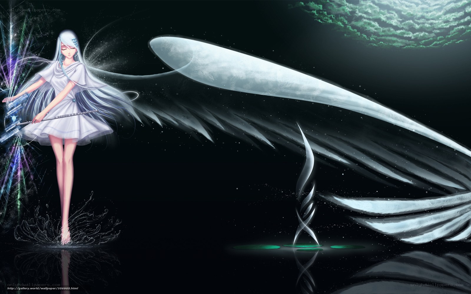 Angel with wings and staff