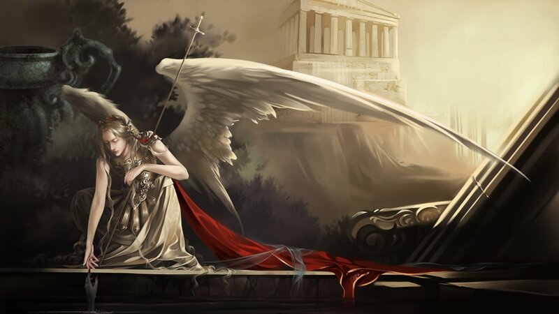 Angel with Wings and Sword — Beige