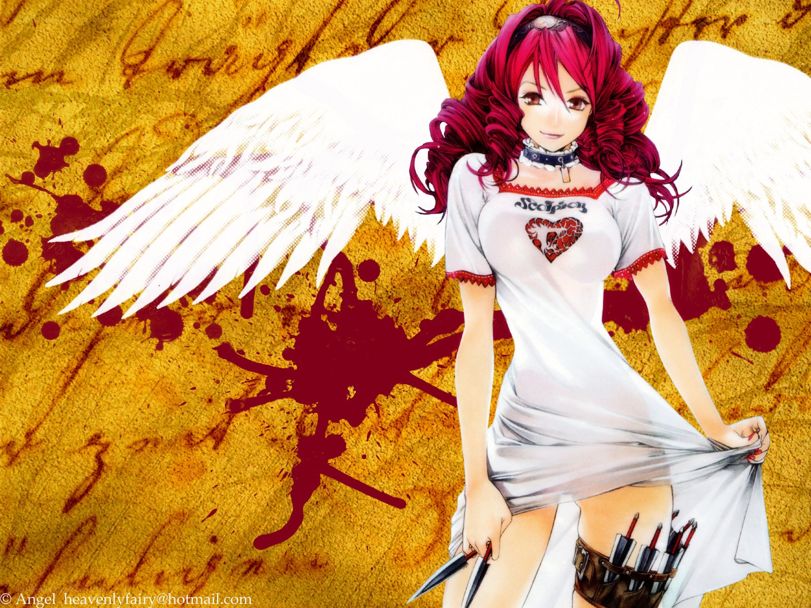 angel with wings and weapons