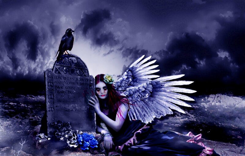 Angel with Wings at Grave
