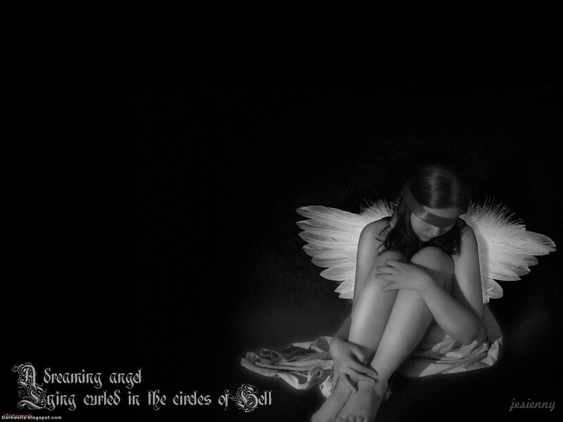Angel with Wings — Black, Dramatic, Night, Photograph