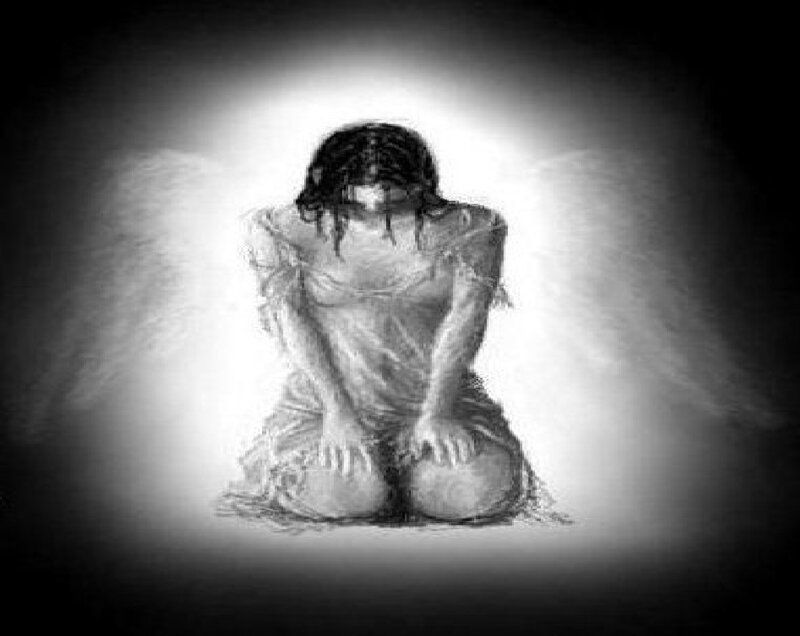 Angel with Wings — Black, Dramatic