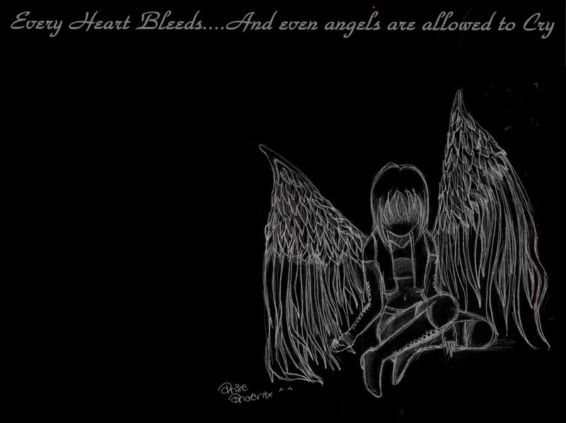 Angel with Wings — Black, Melancholic, Night, Digital Art