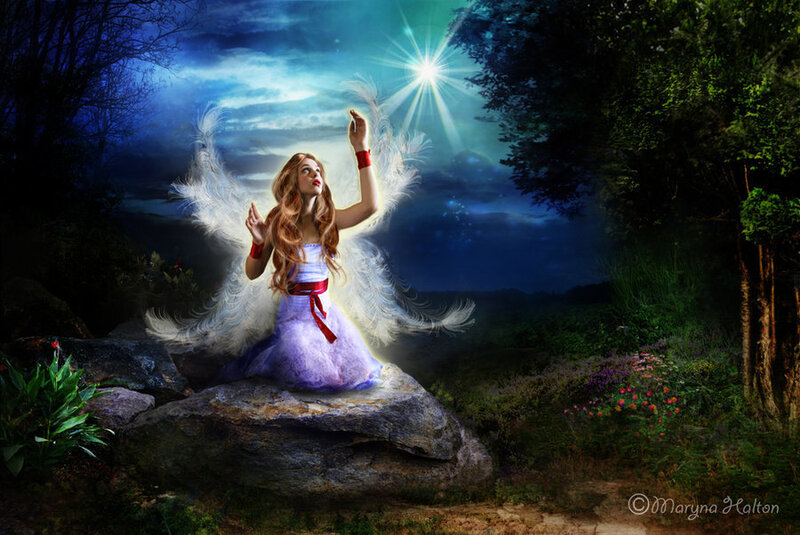 Angel with Wings — Blue, Dramatic