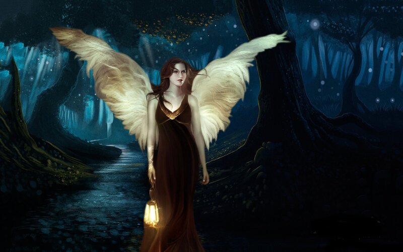 Angel with Wings — Blue, Mysterious