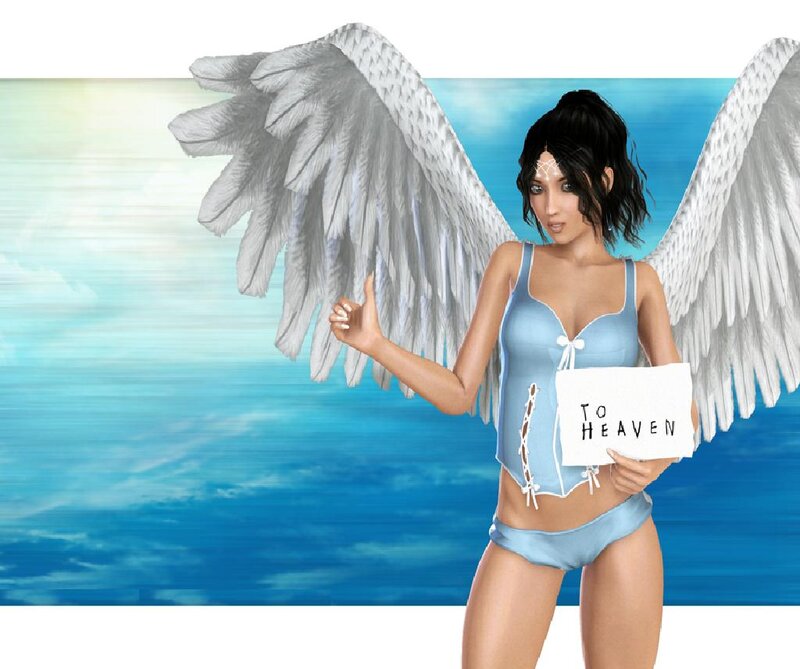 Angel with Wings — Blue, Serene, 3d Render