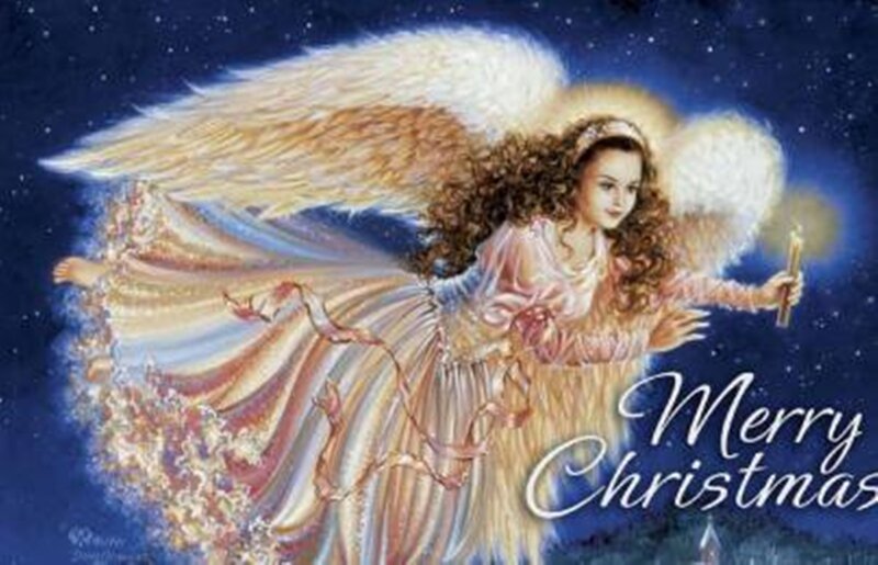 Angel with Wings — Blue, Serene, Night, Illustration