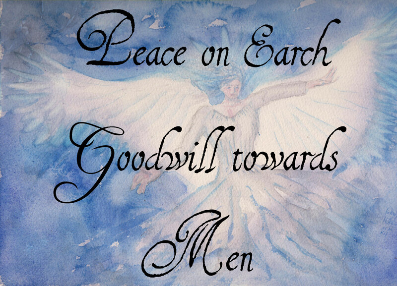 Angel with Wings — Blue, Serene, Painting