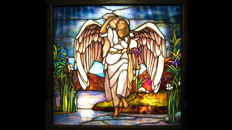 Angel with Wings — Blue, Serene, Stained Glass
