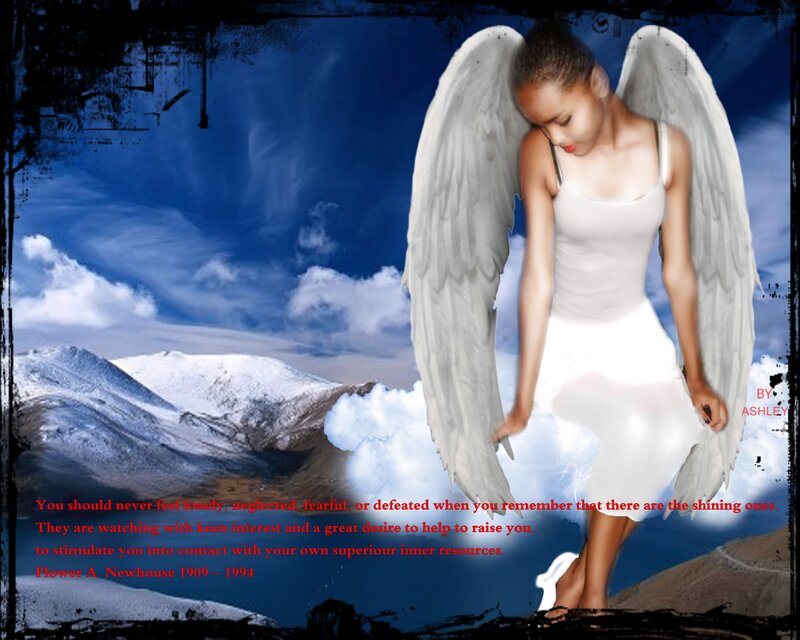 Angel with Wings — Blue, Serene, Winter, Digital Art