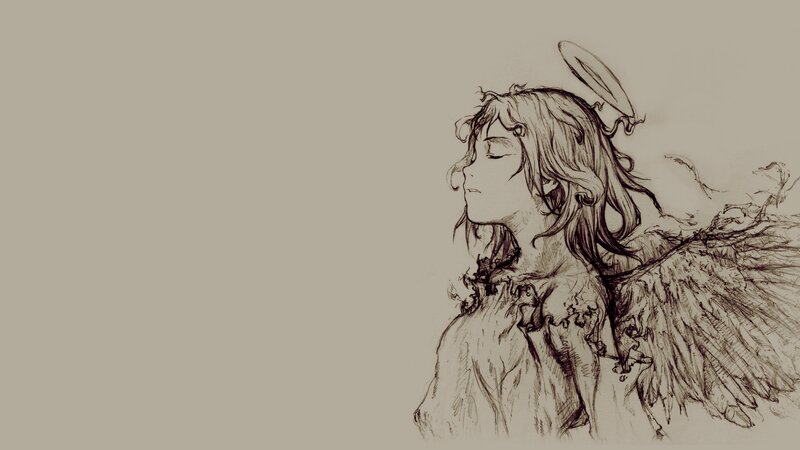 Angel with Wings — Brown, Serene, Illustration