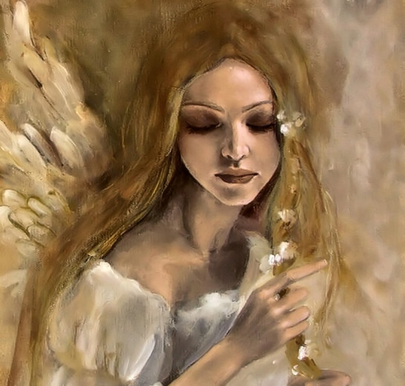Angel with Wings — Brown, Serene, Painting