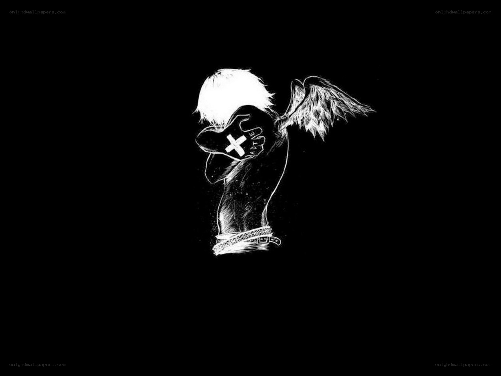 angel with wings covering face