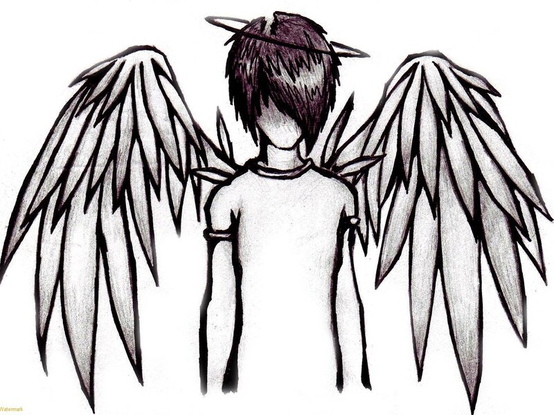 angel with wings drawing