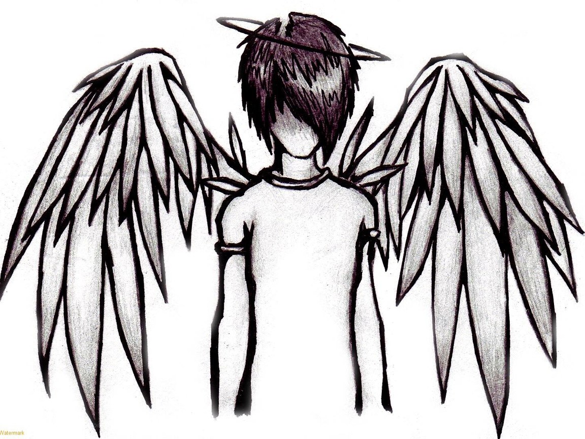 angel with wings drawing