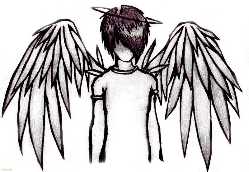 angel with wings drawing