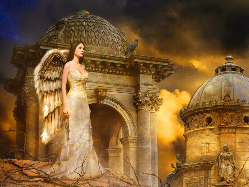 Angel with Wings — Gold, Dramatic