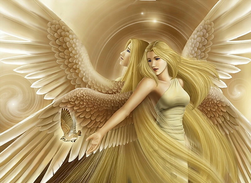 Angel with Wings — Gold, Serene