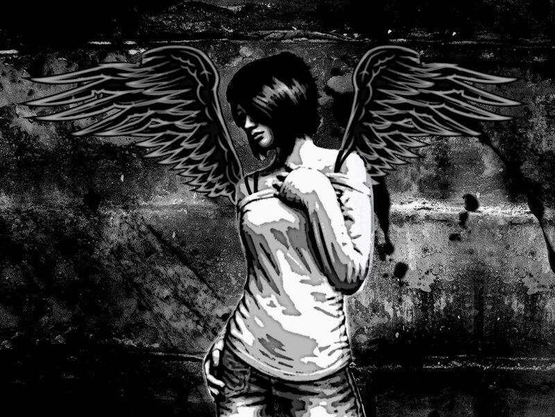 angel with wings graffiti