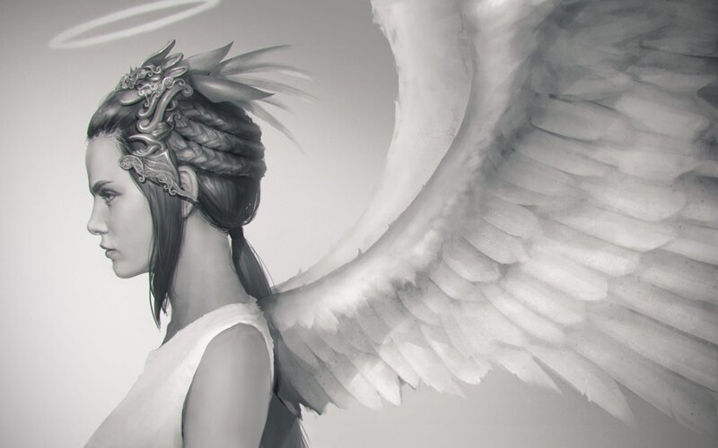 Angel with Wings — Gray, Serene