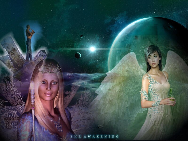 Angel with Wings — Green, Fantasy