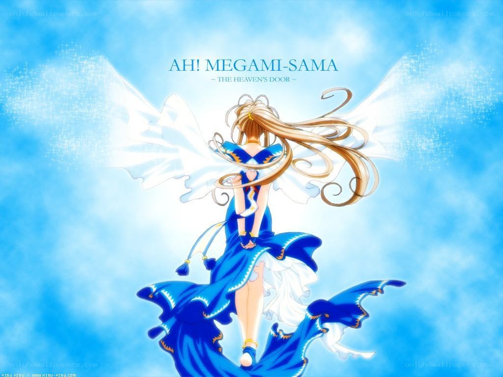 Angel with wings in blue sky