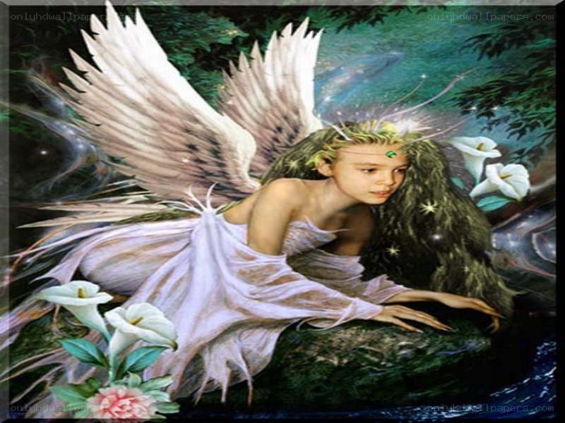 Angel with wings in forest